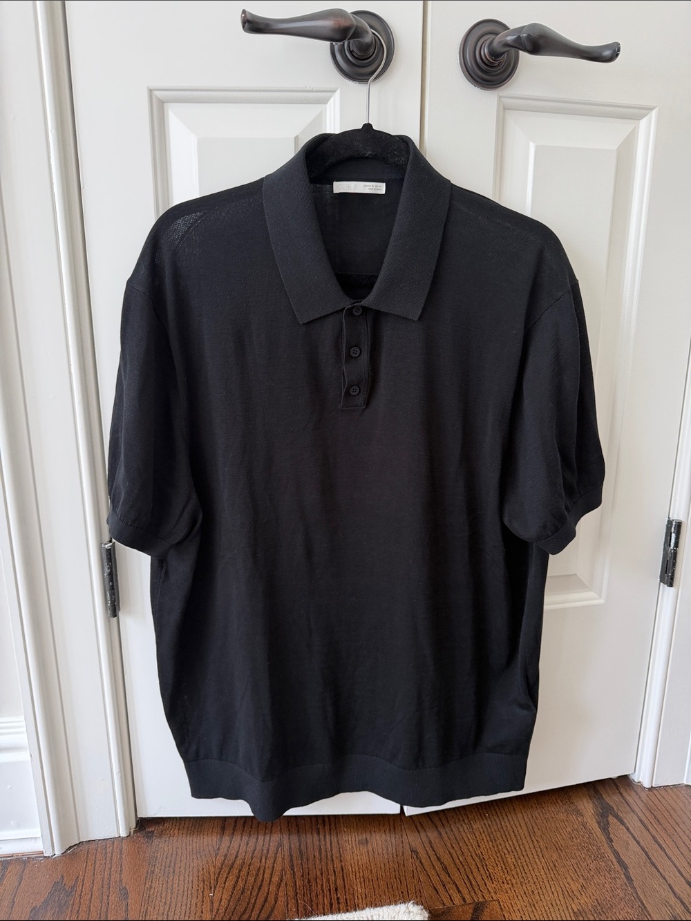 Zara Mens Black Short-Sleeve Polo